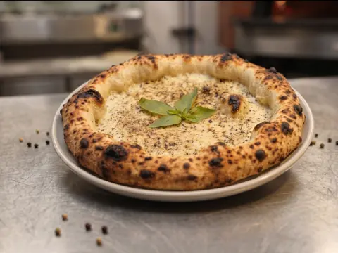 burnt. cacio e pepe pizza with pecorino and black pepper